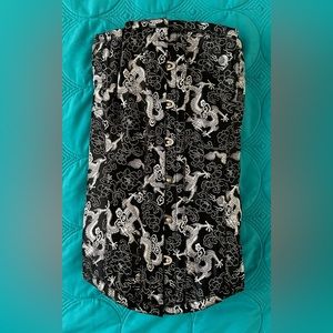 Black/silver silk brocade underbust corset - W38